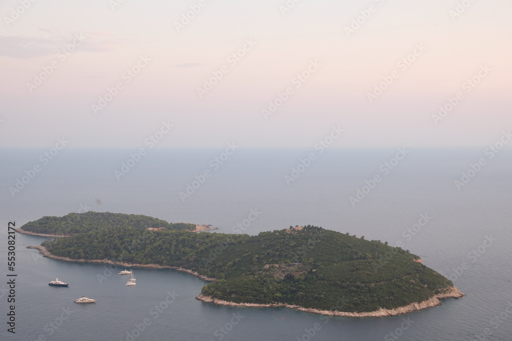 Picturesque nature Lokrum Island in a beautiful summer day. Location place Dubrovnik old town, Croatia, South Dalmatia, Europe. Mediterranean famous european resort. Discover the beauty of earth.