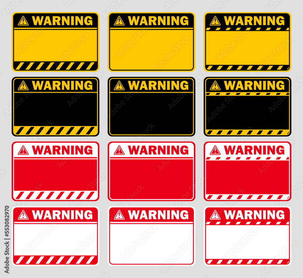 Warning Caution Set Sign Text Space Area Message Box Sticker Label Object Goods Commodity