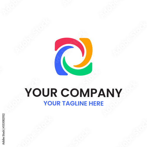 Spiral Swirl Twist Connect Colorful Vector Abstract Illustration Logo Icon Design Template Element
