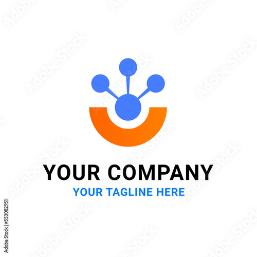 Happy Human Social Connect Hub Spot Vector Abstract Illustration Logo Icon Design Template Element