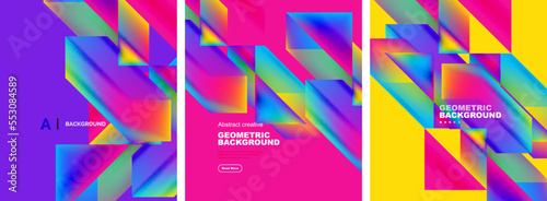 Set of abstract backgrounds. Overlapping geometric elements composition. Vector Illustration For Wallpaper, Banner, Background, Card, Book Illustration, landing page