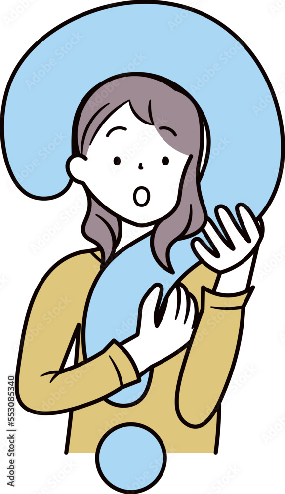 ハテナを持って考えているアジア人女性のイラスト素材 ハテナを持って考えているアジア人女性のイラスト素材