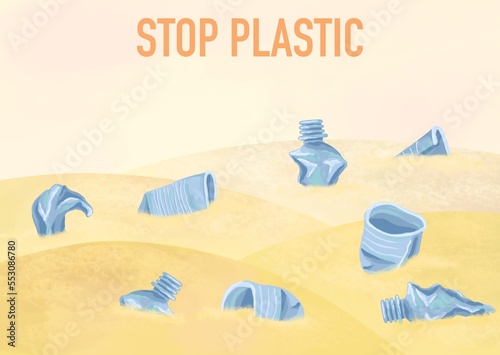 Stop Plastic Poster. Environmental pollution by plastic.