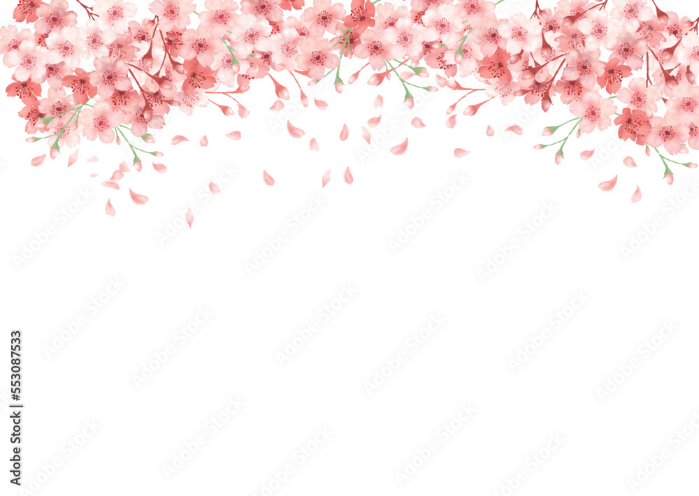 桜舞う水彩背景