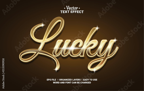 Lucky Golden Editable Vector Text Effect.