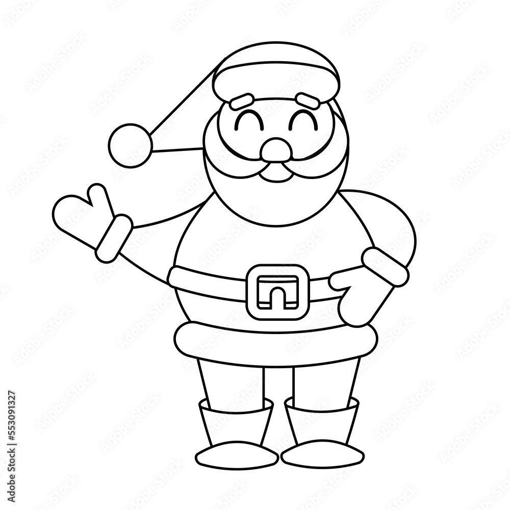 Cute doodle santa claus for merry christmas on white background.