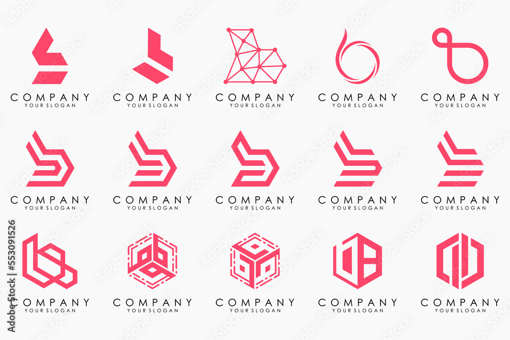 Set of creative letter B logo design template. icons for business of luxury, elegant, simple. Set of creative letter B logo design template. icons for business of luxury, elegant, simple.