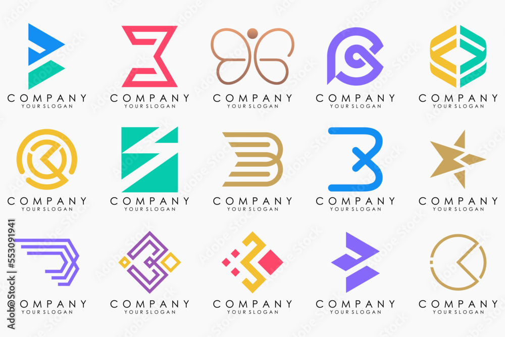 abstract letter B logo icon set. design for business of luxury, elegant, simple.