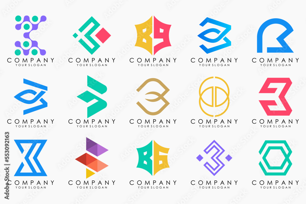 abstract letter B logo icon set. design for business of luxury, elegant, simple.