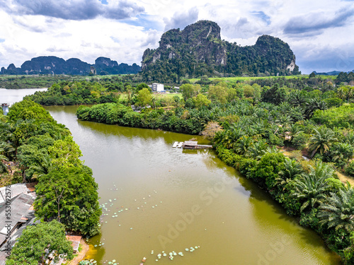 Aerial view of Nong Thale lake in Krabi  Thailand