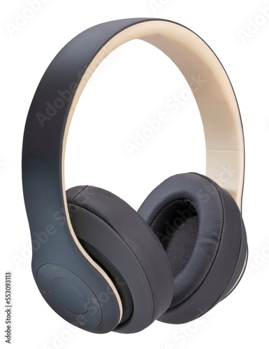 Canvas Print Gray headphone on white background, Black wireless headphones on white PNG File