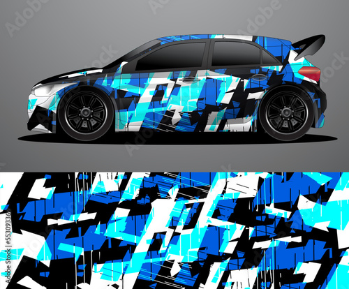 Rally car decal graphic wrap vector, abstract background