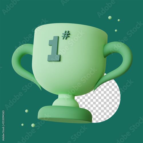 3d icon illustration champion 1st trophy