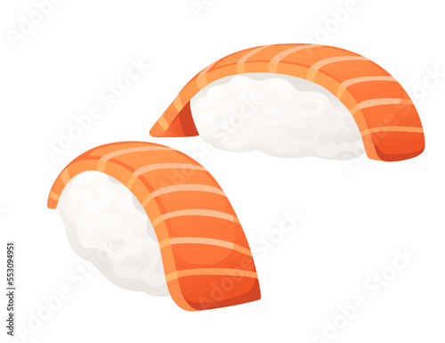 Sushi food with salmon traditional japanese food vector illustration isolated on white background