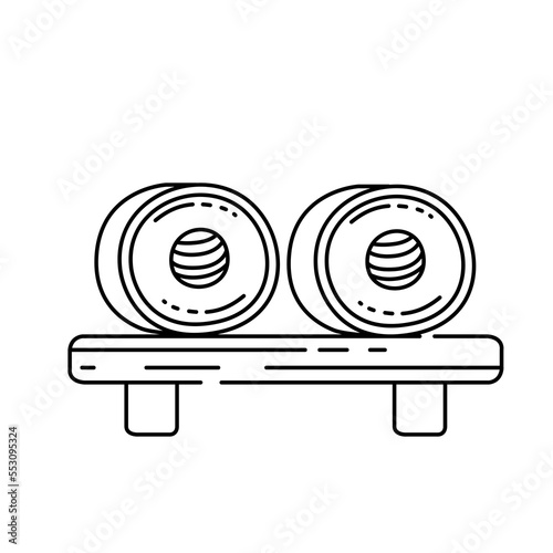 Maki sushi roll outline style vector illustration isolated on white background