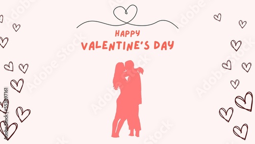 illustration of a couple on pink happy valentine's day concept among of numurous hearts photo