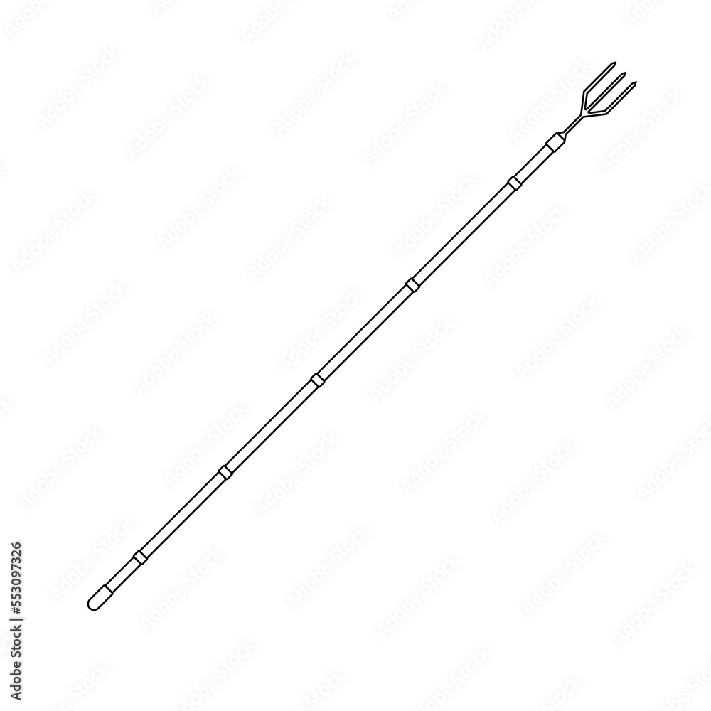 Fishing Spear Outline Icon Illustration on White Background Fishing Spear Outline Icon Illustration on White Background