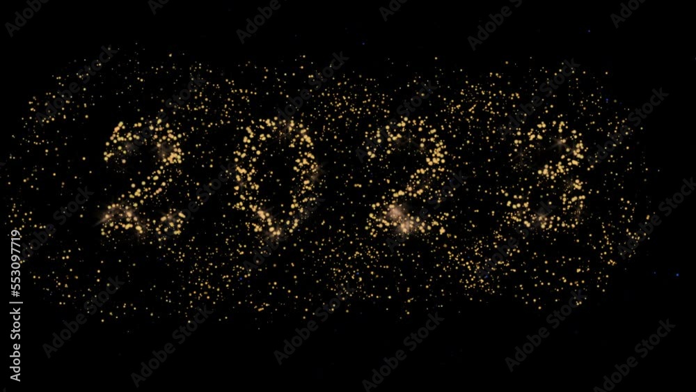 2023 New Year's Eve Fireworks Celebrate with black background. Concept of Merry Christmas and Happy New Year 2023.