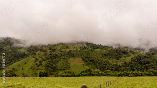 green mountains with clouds in the ecuadorian alps