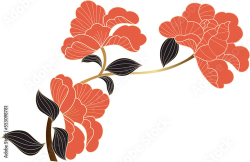 Luxury Japanese flower branch illustration