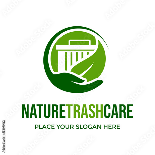 Nature Trash Care Vector Logo