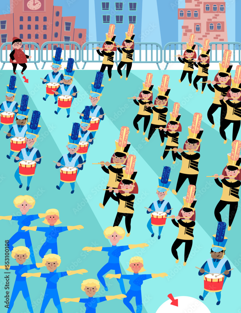 Vetor de Maze for children. Puzzle for kids. Parade with band in the ...