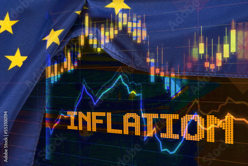 Flagge der Europäischem Union und die Inflation photo