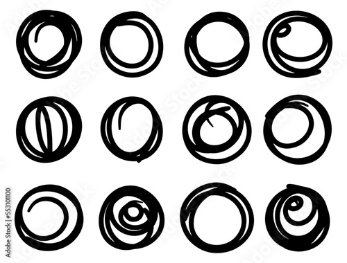 Circle ink brush collection bundle elements. Element vector illustration.