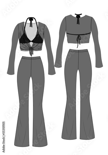 women retro set of clothes 