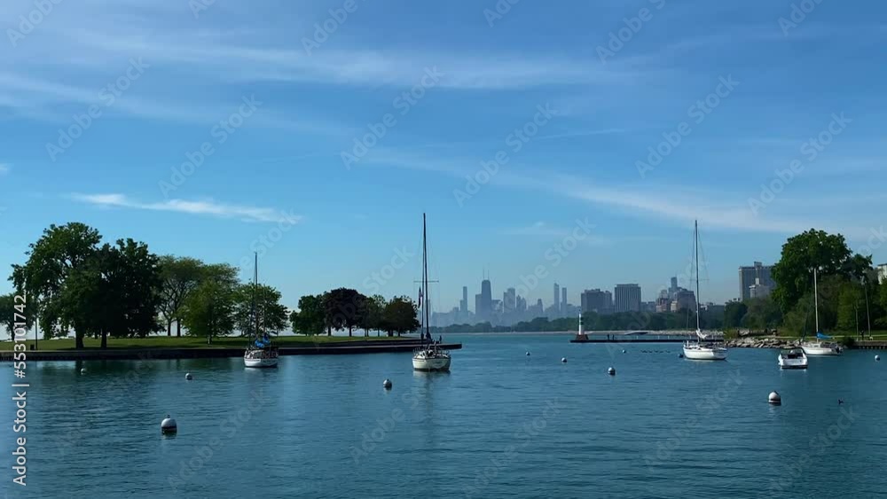 Lake Michigan Marina with Chicago CItyscape Lake Michigan Marina with Chicago CItyscape