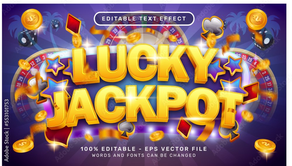 lucky jackpot 3d text effect and editable text effect