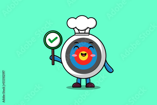 Cute cartoon Archery target chef character sign board vector character illustration