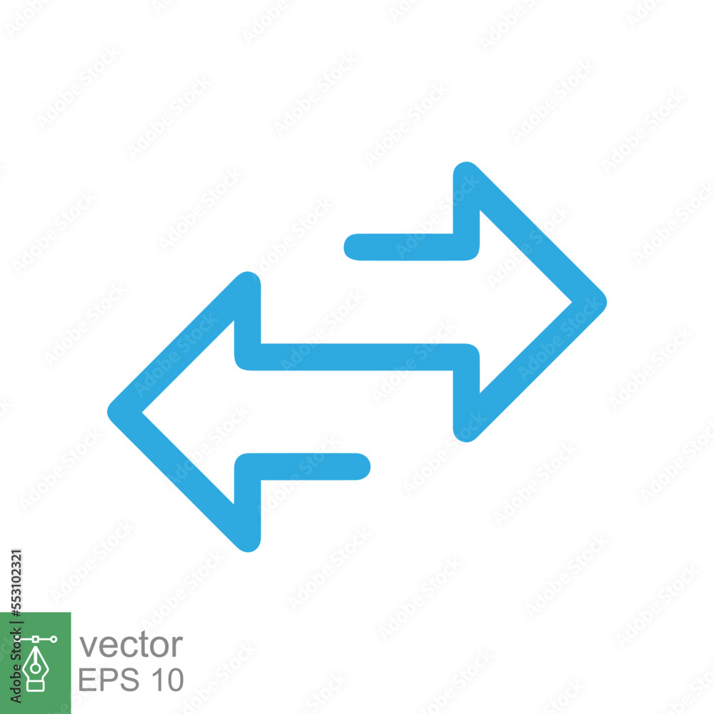 Change icon. Simple flat style. Two way arrow, exchange, reverse, swap, double blue line, 2 side concept. Vector illustration isolated on white background. EPS 10. Change icon. Simple flat style. Two way arrow, exchange, reverse, swap, double blue line, 2 side concept. Vector illustration isolated on white background. EPS 10.