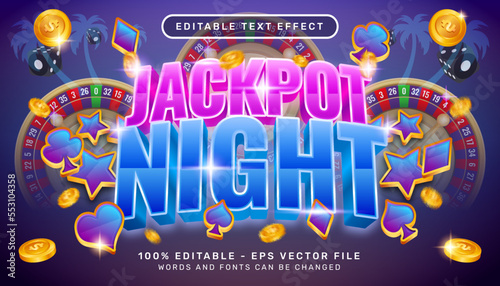 jackpot night 3d text effect and editable text effect