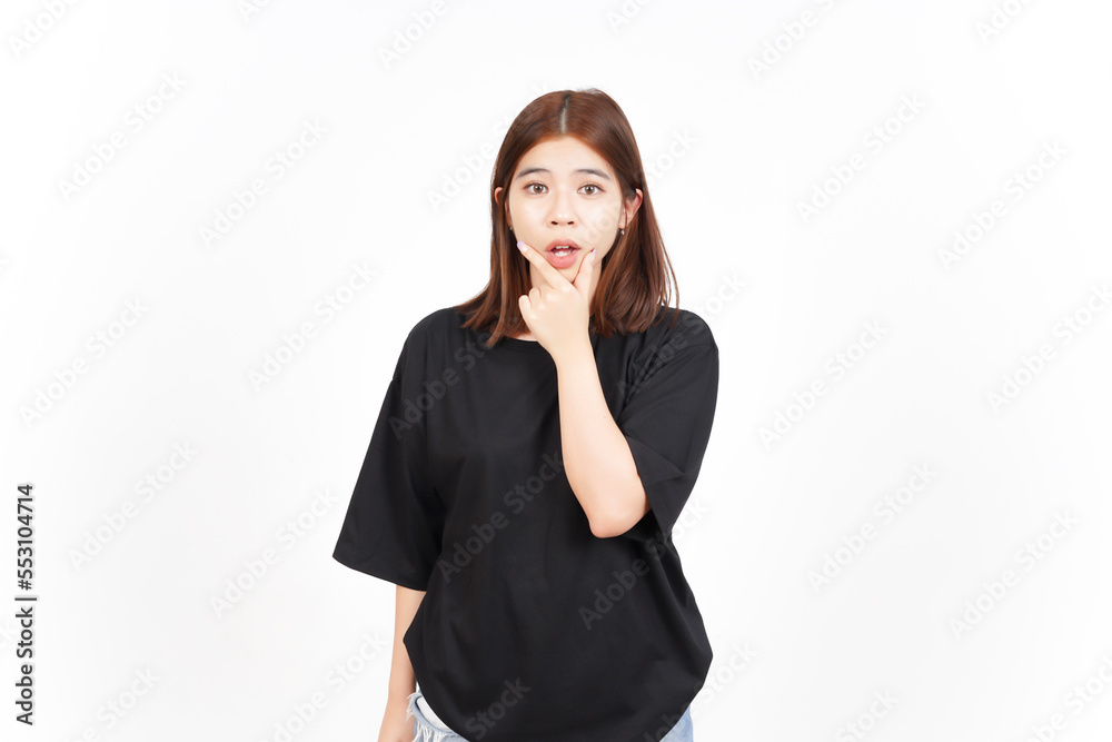 WOW Face Expression Of Beautiful Asian Woman Isolated On White Background