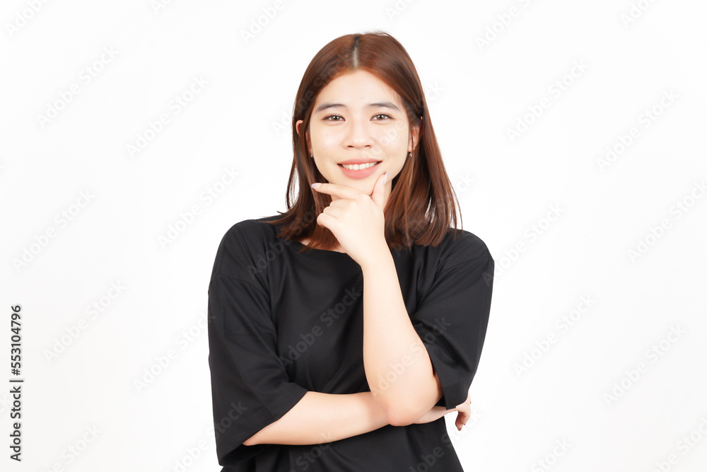 Looking at camera and smiling Of Beautiful Asian Woman Isolated On White Background Looking at camera and smiling Of Beautiful Asian Woman Isolated On White Background