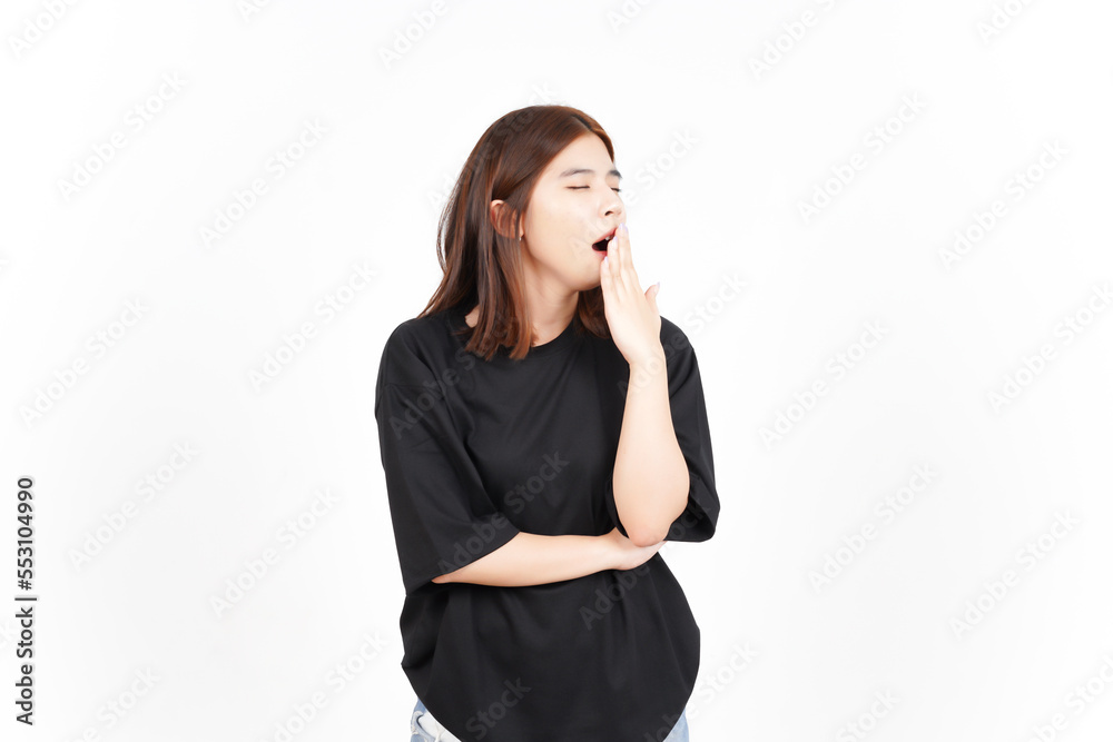 Yawning Gesture Of Beautiful Asian Woman Isolated On White Background Yawning Gesture Of Beautiful Asian Woman Isolated On White Background