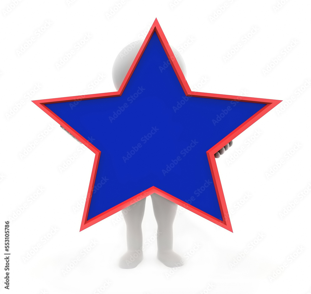 Fototapeta premium 3d man holding a plain star concept