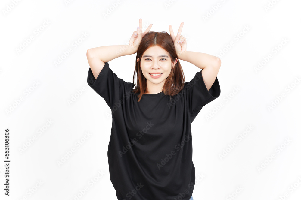 Showing Peace Sign and Smile Of Beautiful Asian Woman Isolated On White Background Showing Peace Sign and Smile Of Beautiful Asian Woman Isolated On White Background
