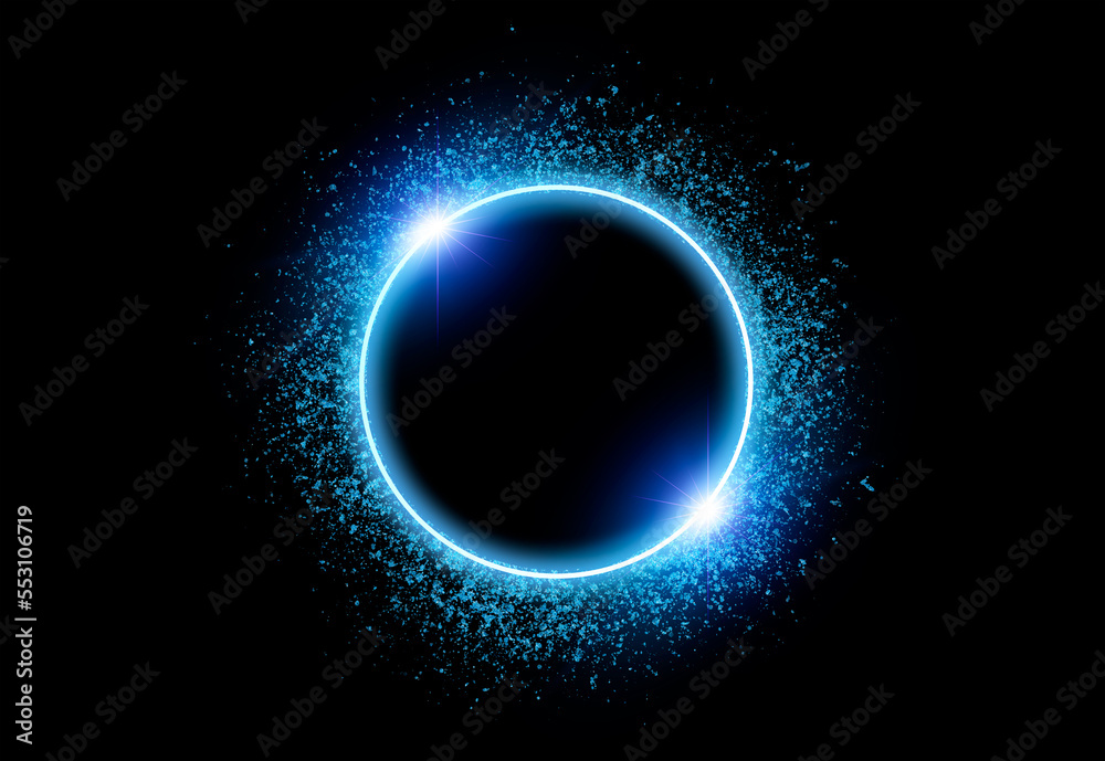 circle light frame blue on black background