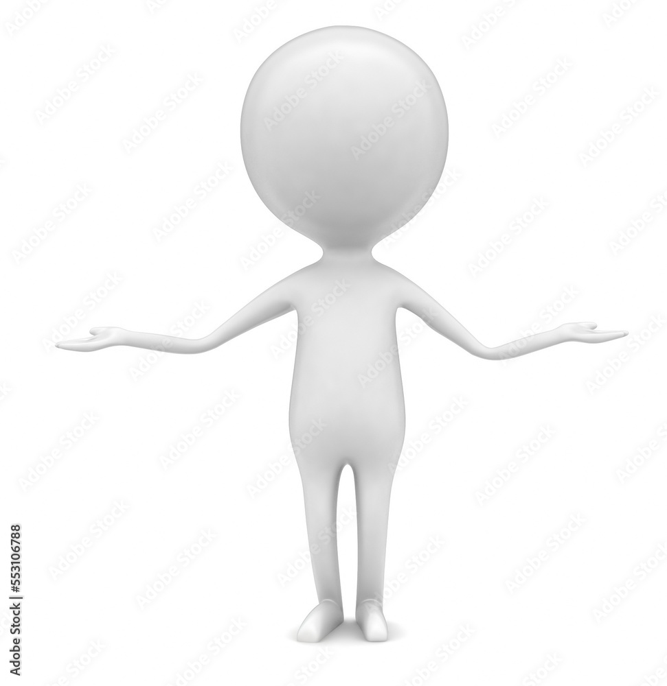 3d man putting hands on both direction concept 3d man putting hands on both direction concept