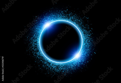 circle light frame blue on black background