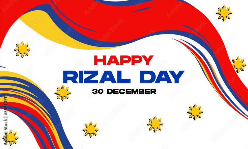 Fototapeta premium Happy Rizal Day Greeting Card. With Phillipines Flag. Vector Illustration.