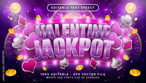 valentine jackpot 3d text effect and editable text effect