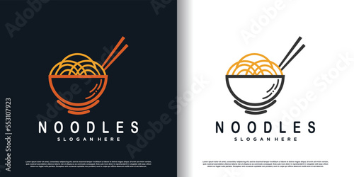 noodle logo design vector with modern concept premium vector
