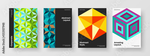 Modern geometric tiles company identity concept collection. Unique book cover design vector illustration composition.