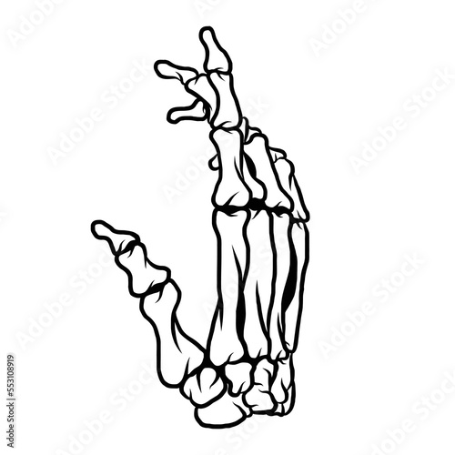 Hand Black And White Bones Graphic Vector Illustration