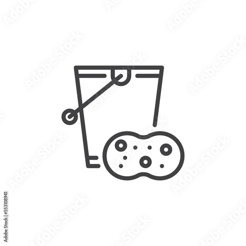 Bucket and sponge line icon