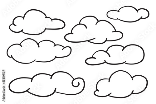 doodle set of clouds, vector illustration.