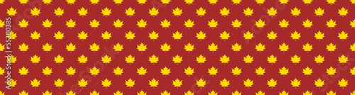 pattern of yellow maple leaves on a brown background. template for application to the surface. Banner for insertion into site. Horizontal image. © Maksym Om